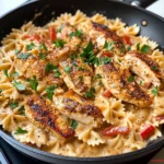 Creamy Cajun Chicken Bowtie Pasta Skillet