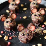 Halloween Dessert - Strawberry and Chocolate fudge mice