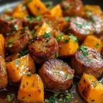 Sausage and Sweet Potatoes with Honey Garlic Sauce