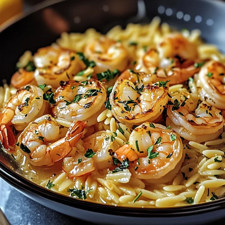 Shrimp Orzo In Lemon Garlic Sauce