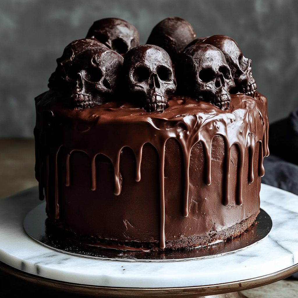 High Altitude Ginger Chocolate Skull Cake for Halloween