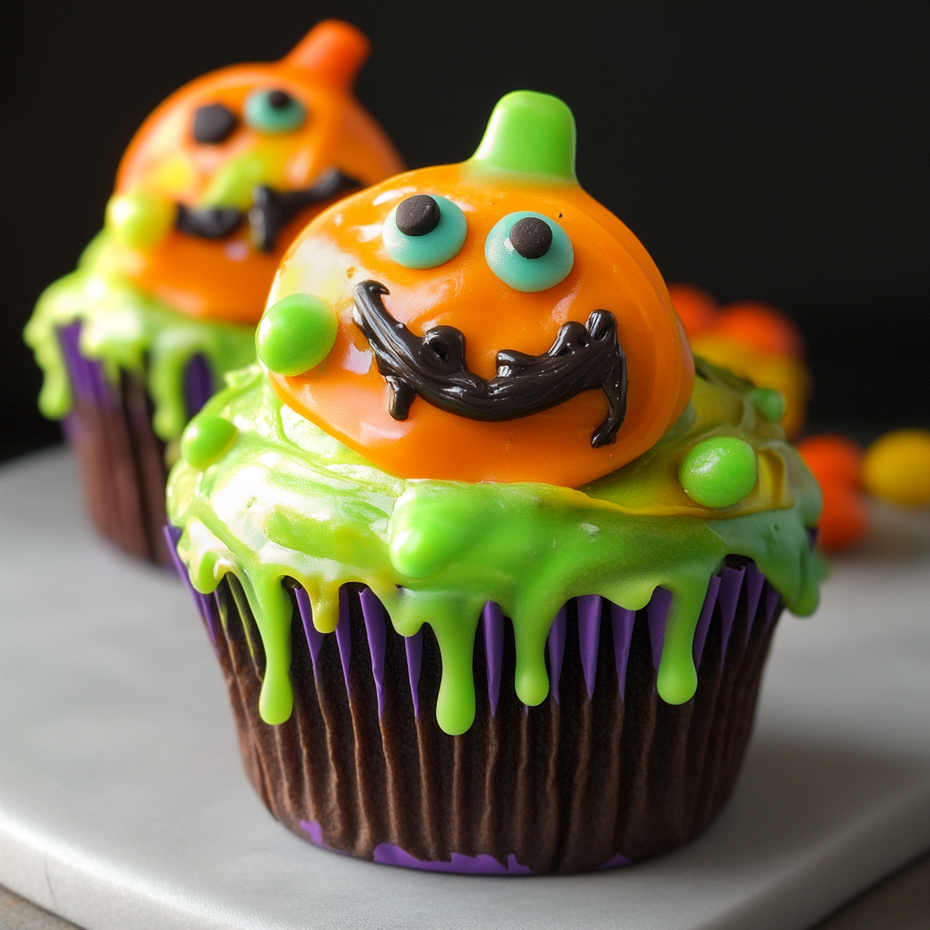 Halloween Slime Cupcakes