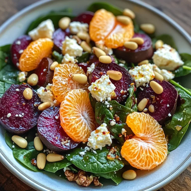 Beet Salad with Spinach and Honey-Mustard Lemon Dressing