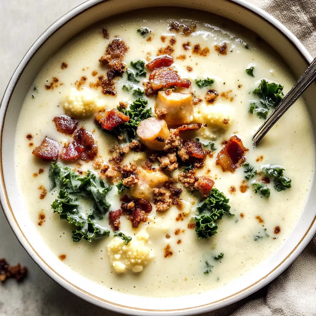 Cauliflower Sausage Kale Soup