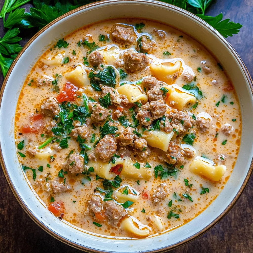 Creamy Parmesan Italian Sausage Ditalini Soup