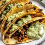 Crispy Baked Ground Turkey Tacos with Avocado Sauce