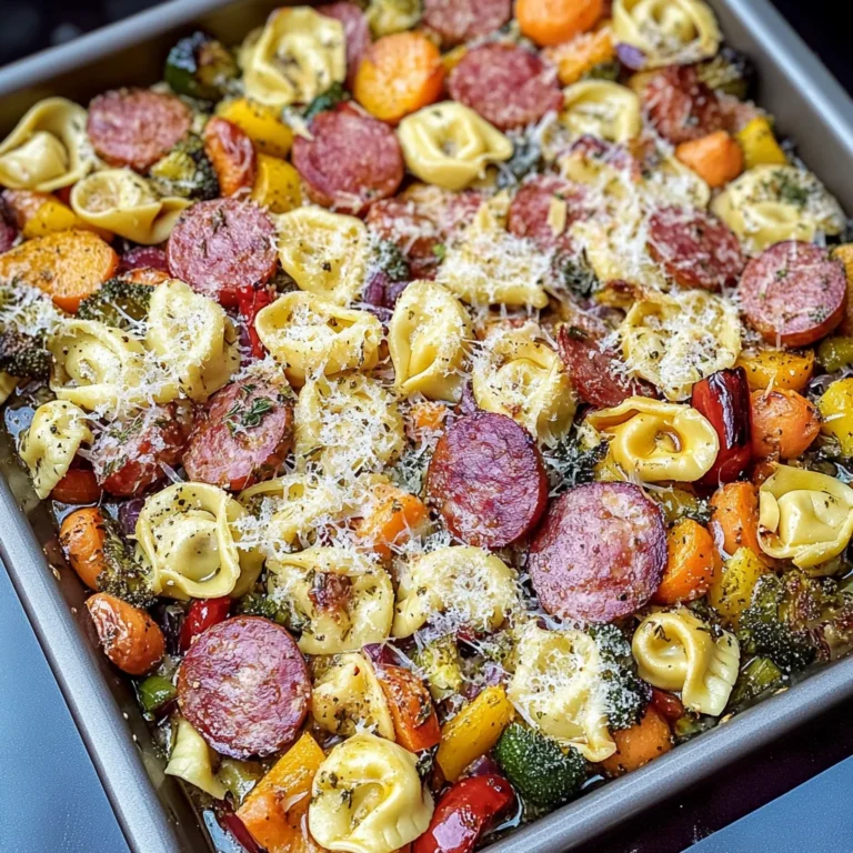 Easy Sheet Pan Tortellini and Kielbasa