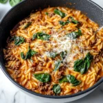 Hearty Ground Beef Orzo with Tomato Cream Sauce
