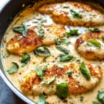 Mozzarella Chicken in Basil Cream Sauce