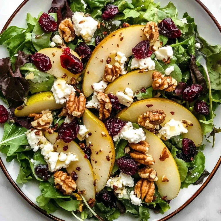 Pear walnut salad with cranberries and goat cheese
