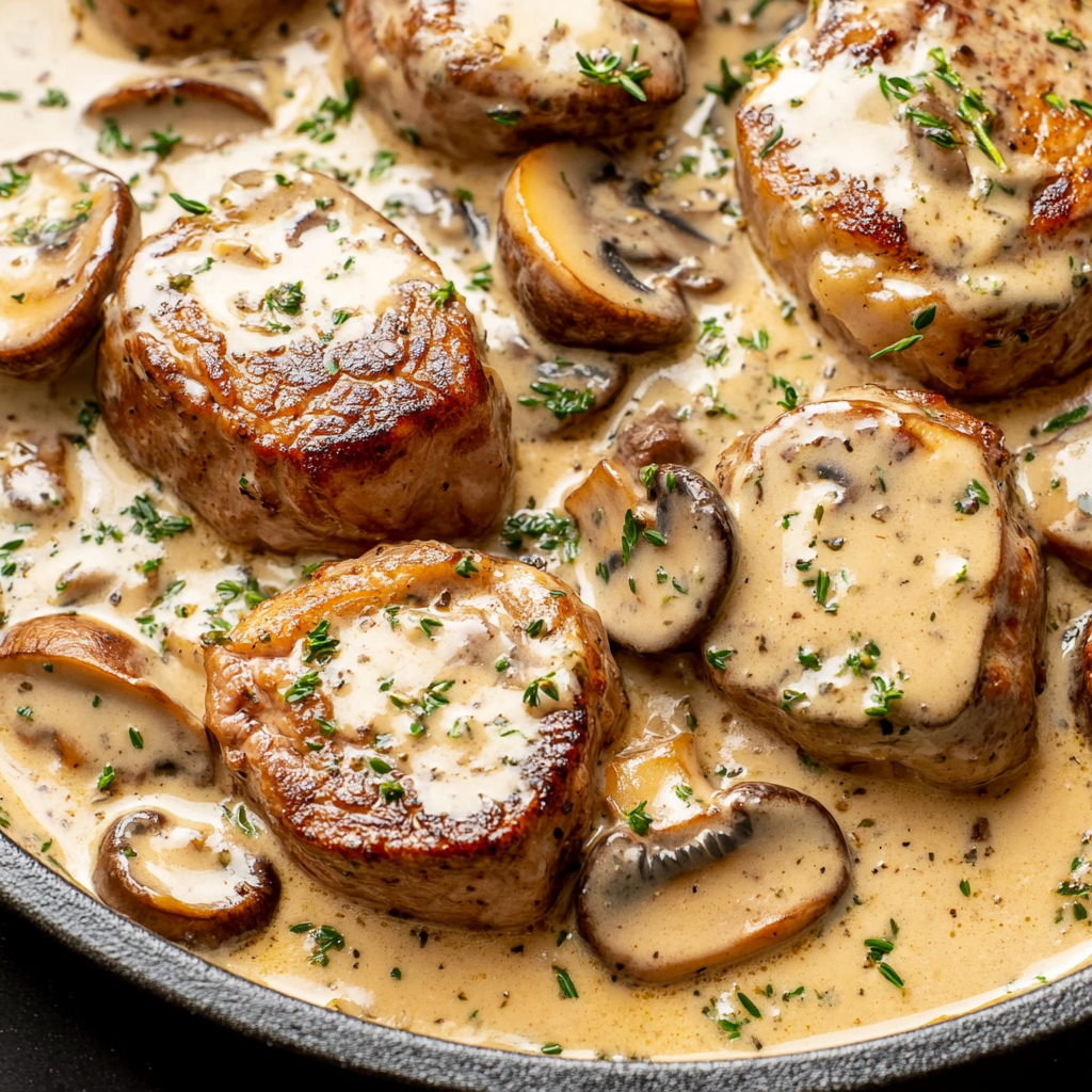 Creamy Mushroom beef Tenderloin
