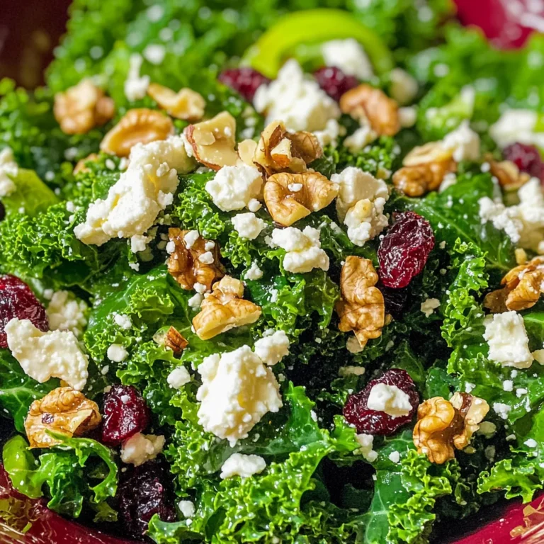 Kale Salad with Cranberry, Walnut and Feta