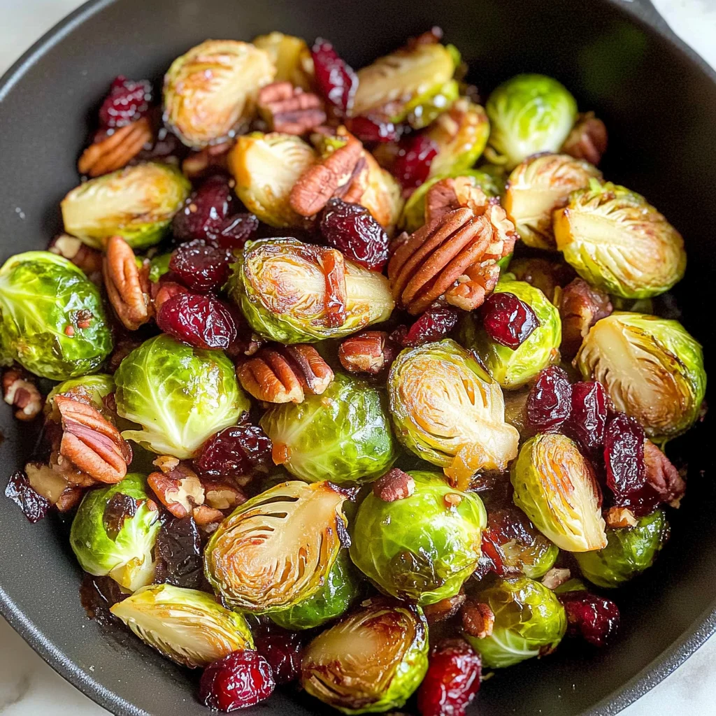 Orange Maple Glazed Brussels Sprouts with Cranberries
