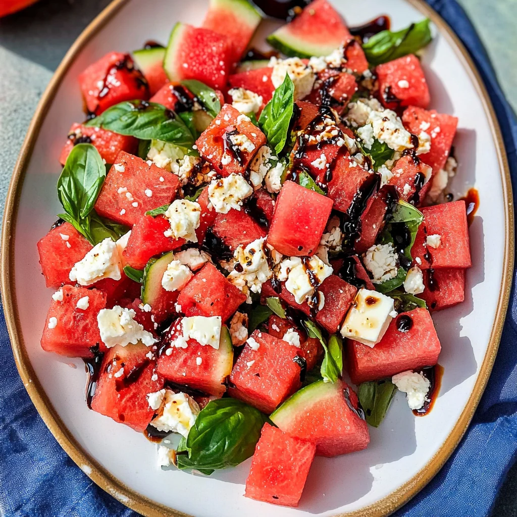 Watermelon Basil Feta Salad