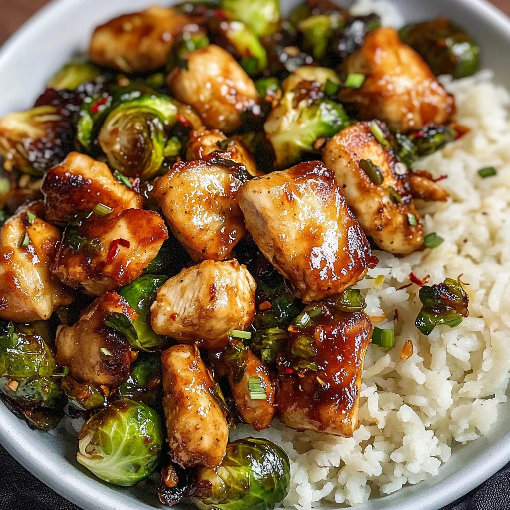 Air Fryer Sweet Chili Chicken and Brussels Sprouts