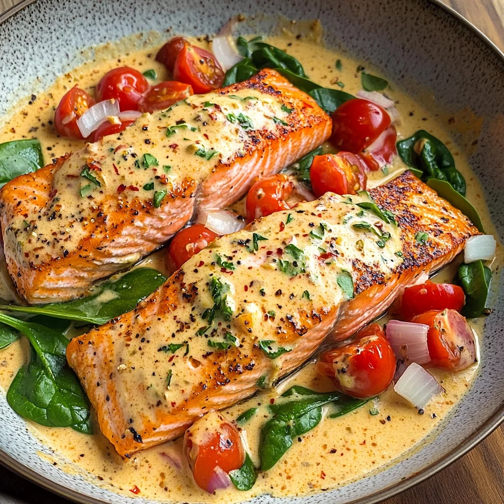 Creamy Roasted Red Pepper Salmon Recipe - Delicious & Easy