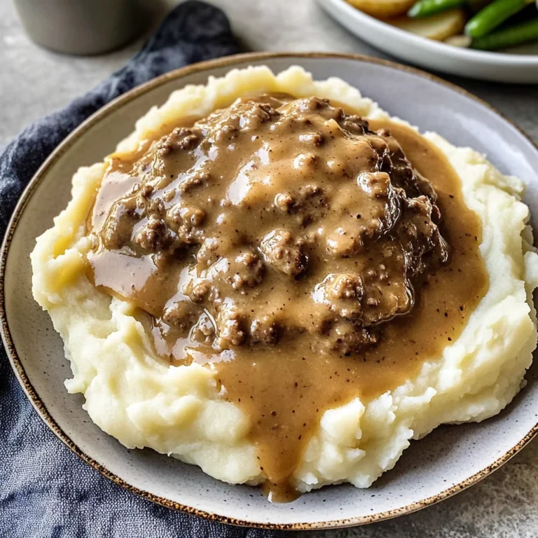 Delicious Hamburger Gravy Over Mashed Potatoes