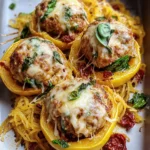 Garlic Butter Chicken Meatballs Stuffed In Spaghetti Squash:
