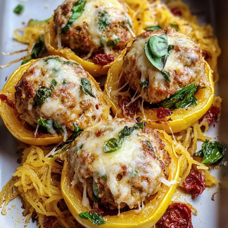 Garlic Butter Chicken Meatballs Stuffed In Spaghetti Squash: