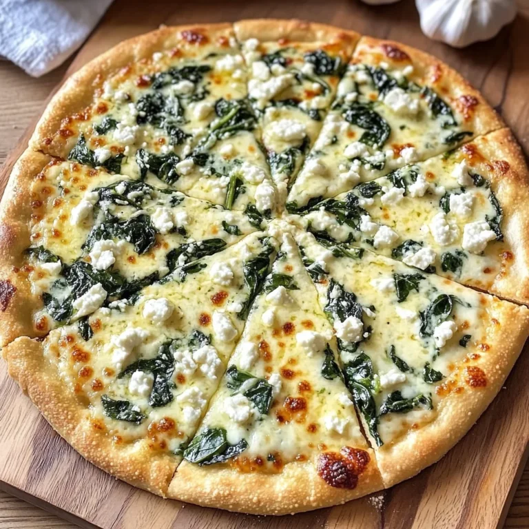 Greek Roasted Garlic Spinach White Pizza