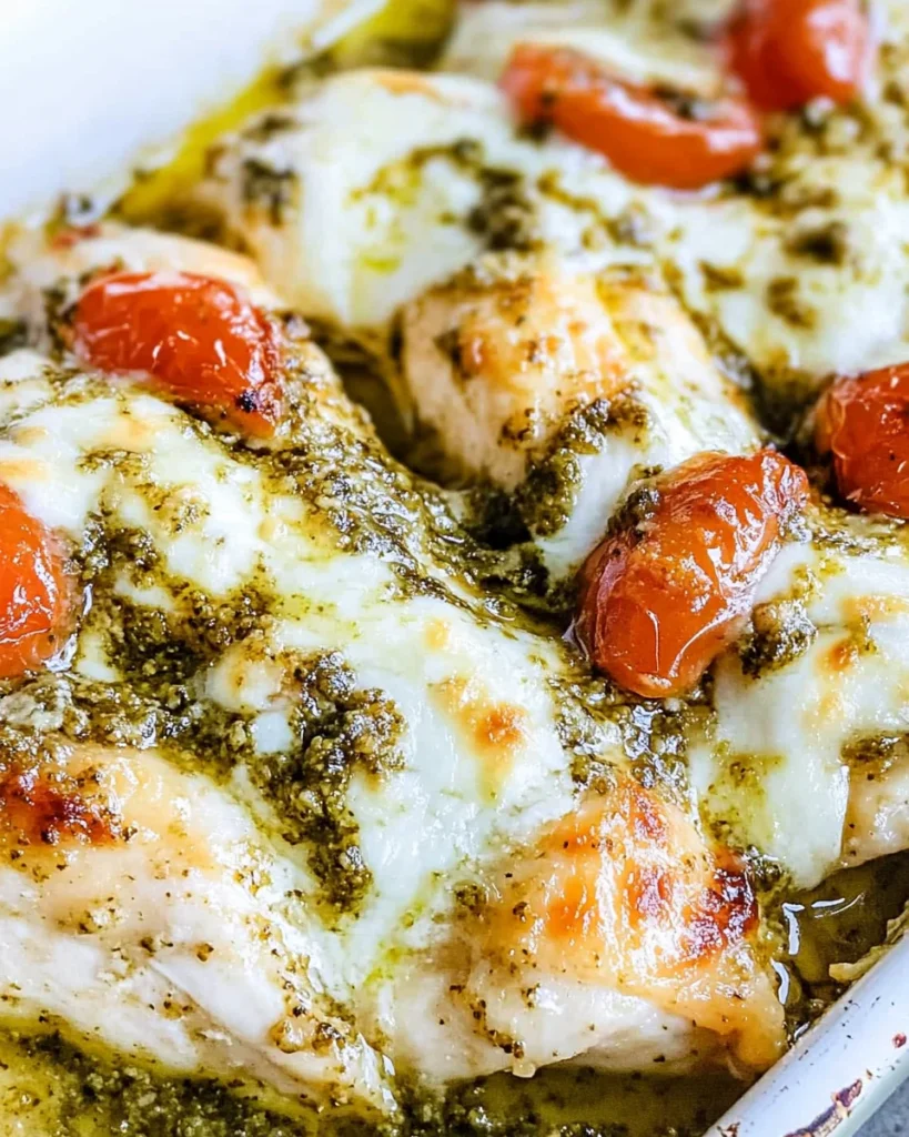Cheesy Pesto Baked Chicken