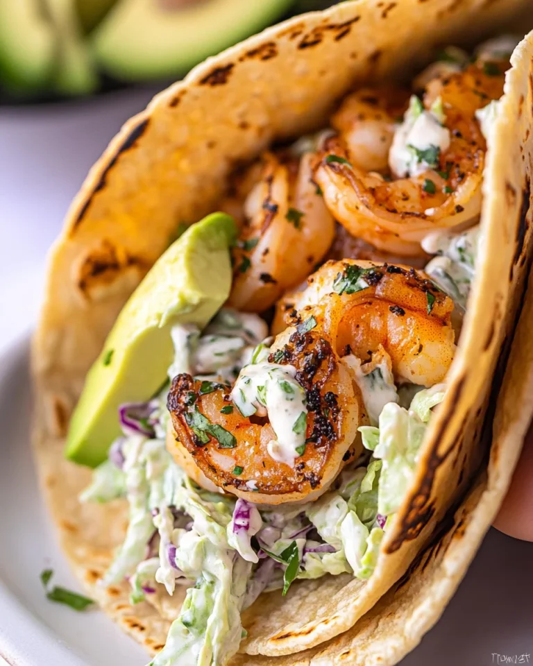 Cilantro Lime Shrimp Tacos with Creamy Slaw