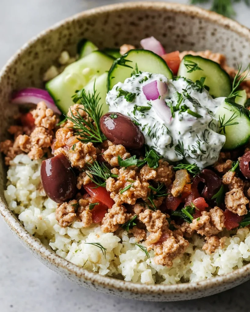 Healthy Greek Ground Chicken Bowls