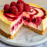 Luscious Lemon Raspberry Swirl Cheesecake