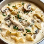 Roasted Garlic White Chicken Lasagna Soup