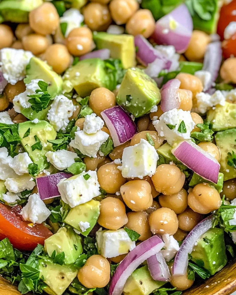 Chickpea Feta Avocado Salad