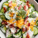 Creamy Cucumber Salad with turkey Bacon and Cheese