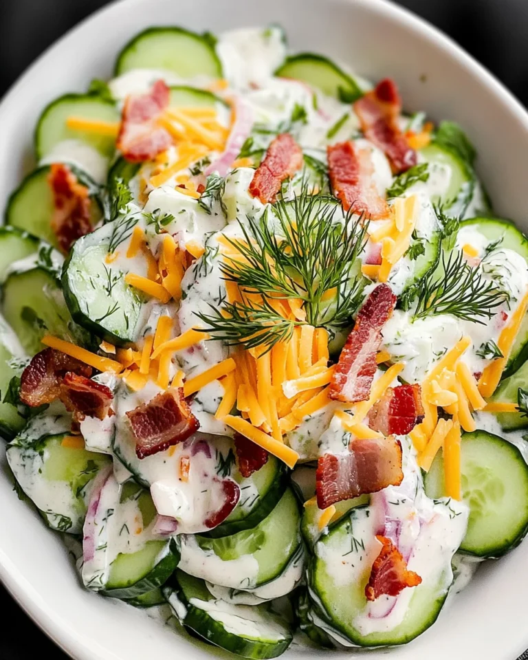 Creamy Cucumber Salad with turkey Bacon and Cheese
