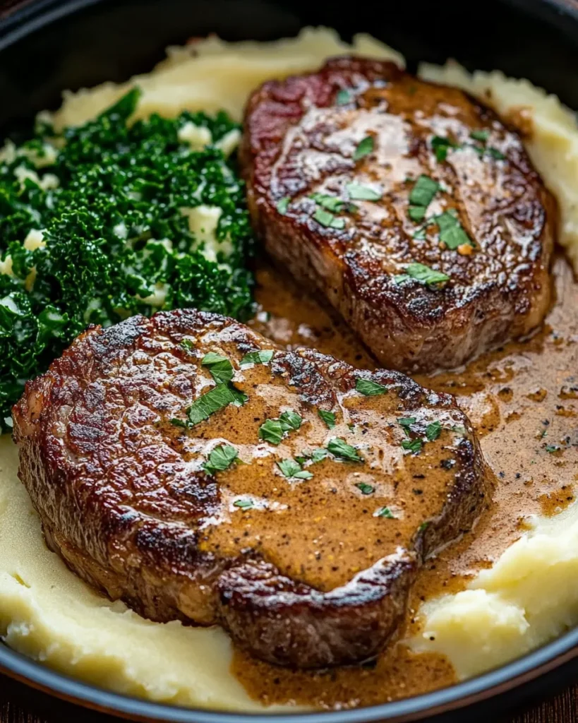 Savory Gaelic Irish Steaks with Whiskey Cream and Colcannon