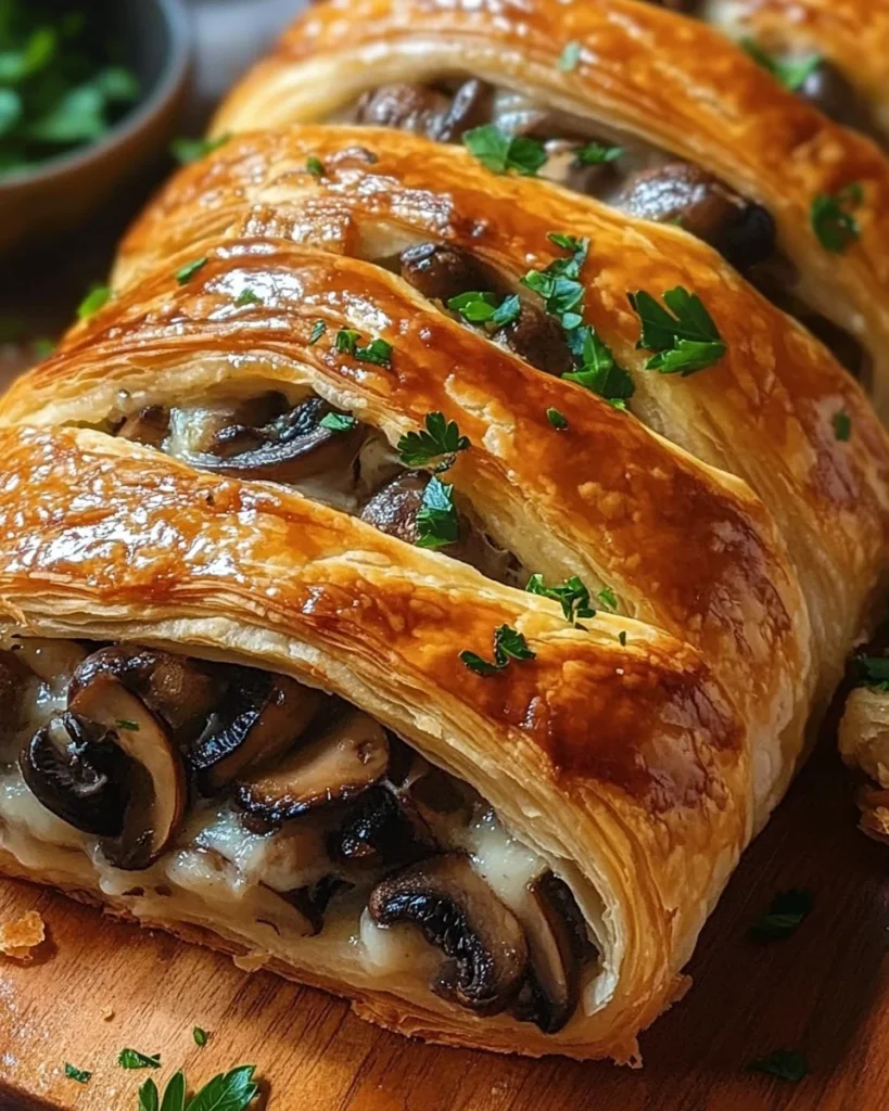 Savory Mushroom & Gruyère Puff Pastry Braid