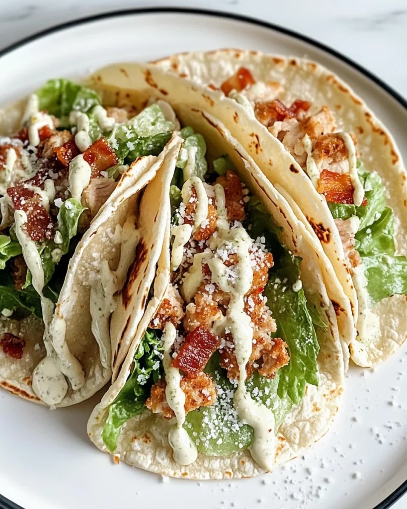 Smash Chicken Caesar Tacos