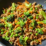 Teriyaki Ground Turkey, Broccoli and Peas
