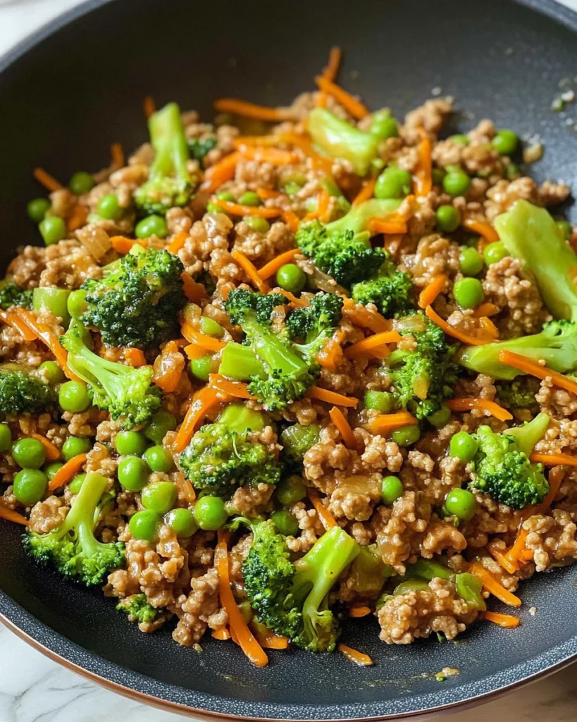 Teriyaki Ground Turkey, Broccoli and Peas