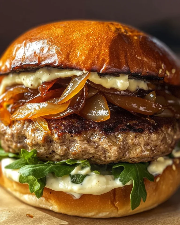 Turkey Burgers with Caramelized Onions and Aioli