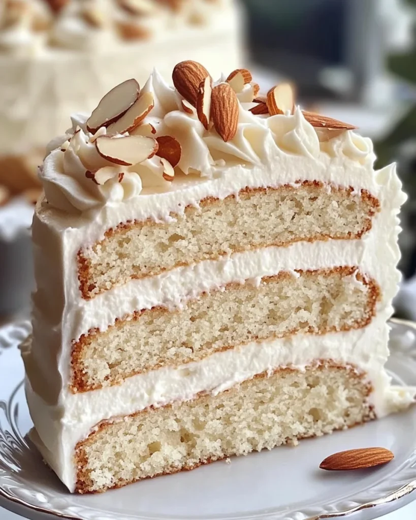 White Almond Cake with Whipped Buttercream Frosting