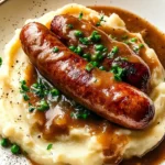Bangers and Mash with Stout Onion Gravy