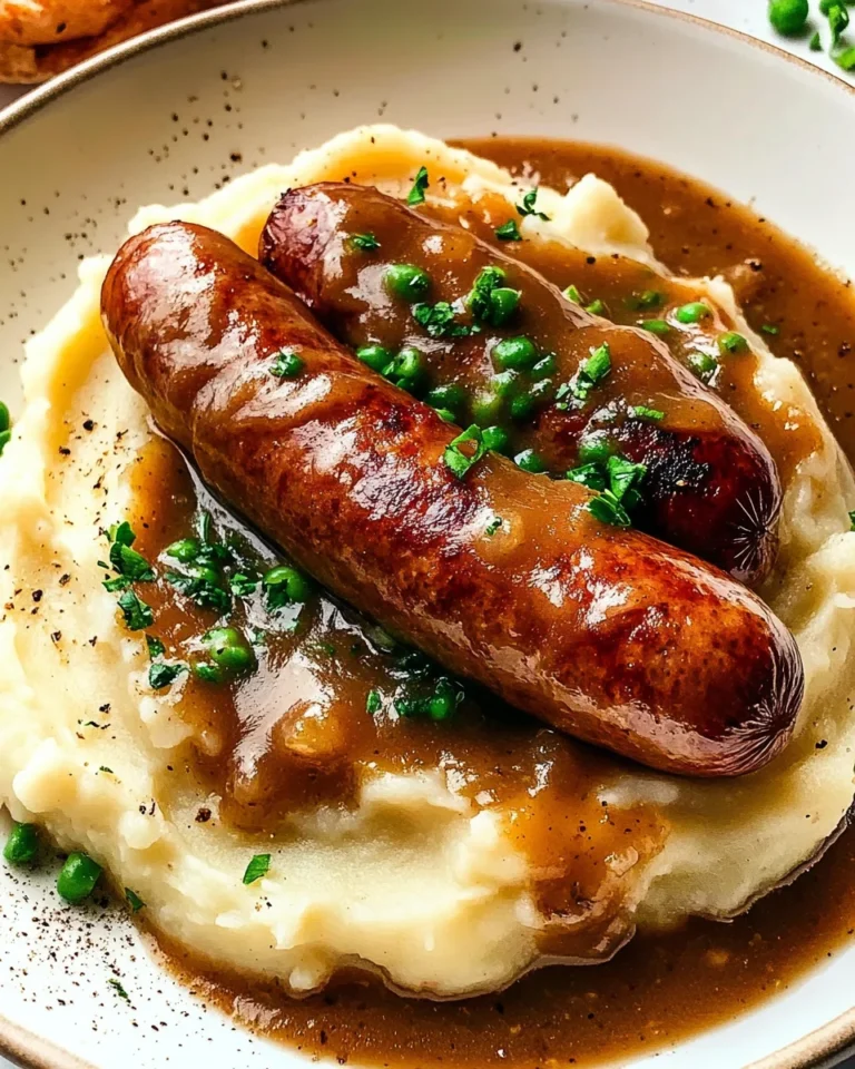 Bangers and Mash with Stout Onion Gravy