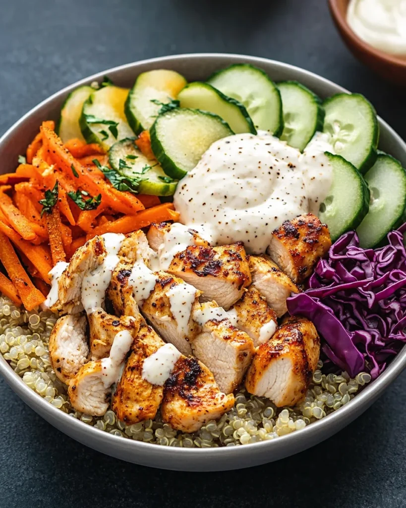 Chicken Quinoa Bowls with Coconut Lime Drizzle