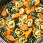 Creamy Skillet Tortellini with Sweet Potato and Spinach