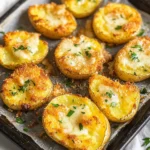 Crispy Baked Smashed Potatoes with Garlic & Parmesan