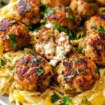 Greek Chicken Meatballs with Lemon Orzo