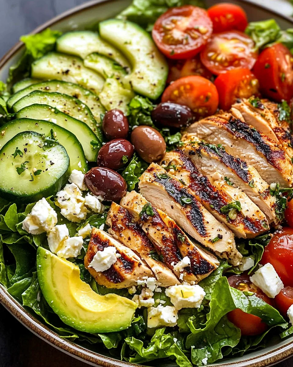Loaded Greek Chicken Avocado Salad