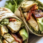 Pesto Chicken and Avocado Bacon Salad Wraps