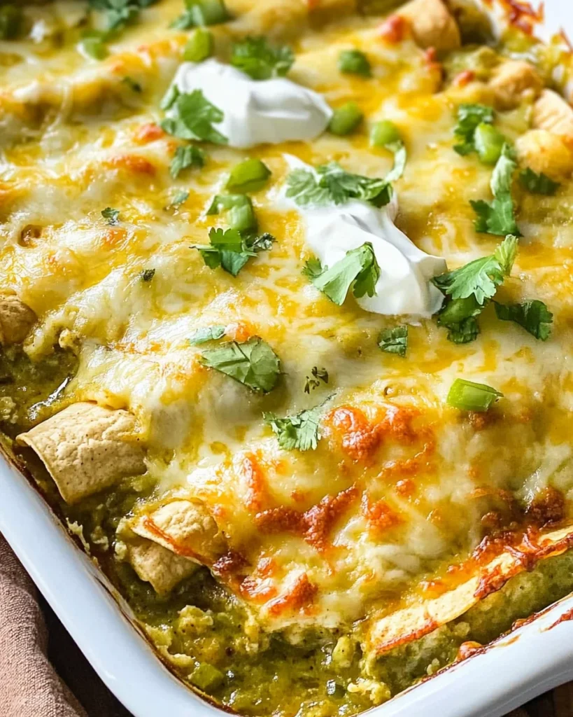 Quick and Easy Green Chile Chicken Enchilada Casserole