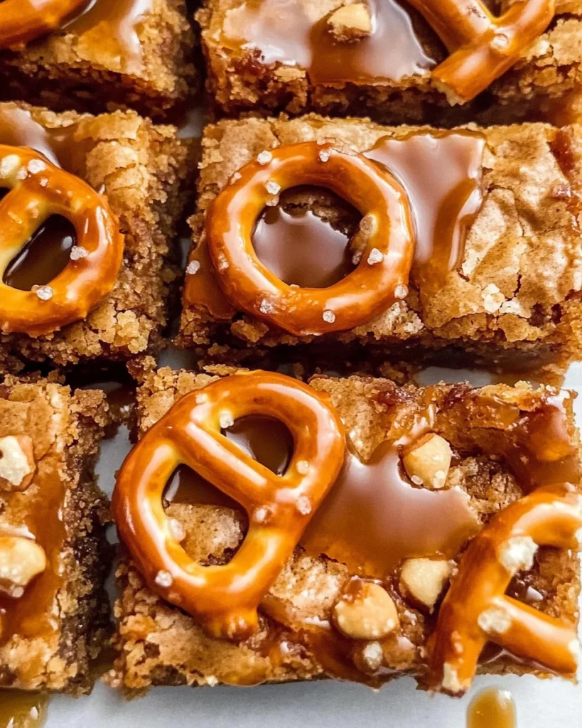 Salted Caramel Pretzel Blondies – The Perfect Sweet & Salty Treat!