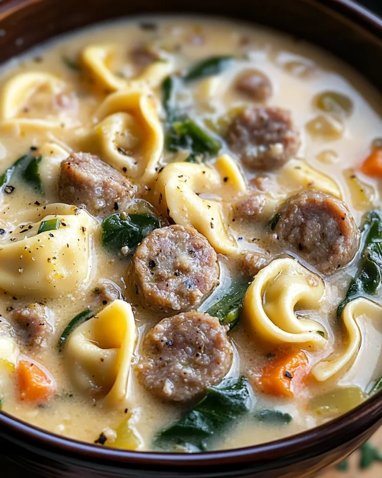 Slow Cooker Creamy Sausage & Tortellini Soup